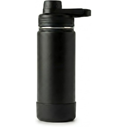 Garrafa Térmica 800 ml Base Emborrachada Antiderrapante, Parede Dupla Inox 304, Mantém Gelada por 24h - (Preto)
