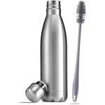 Garrafa Térmica Aço Inox água Gelada Anti Vazamento 1 Litro de Dupla Camada com Tampa Rosqueável + Escova Silicone para Limpeza (1 Litro)