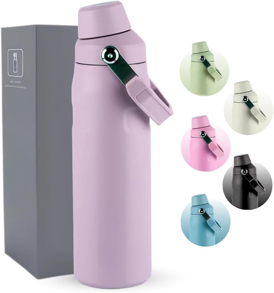 Garrafa-Termica-Aero-500ML-Parede-Dupla-Isolada-a-Vacuo.jpg Garrafa Térmica Aero 500ML - Parede Dupla Isolada a Vácuo de Aço Inox, Bebidas Geladas por 24 Horas e Quentes por 12 Horas - Com Alça Robusta para Transporte (Roxa)