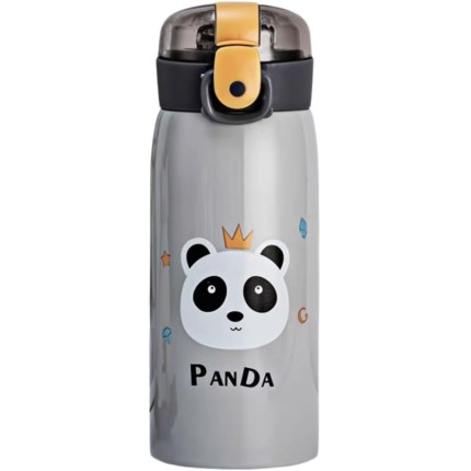 Garrafa Térmica Garrafinha Térmica Infantil Inox Canudo Trava 350 ml - Desenho Panda - TYDA