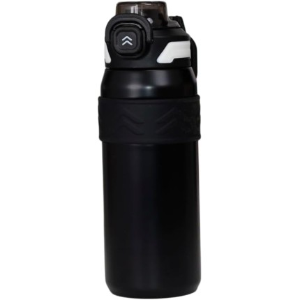 Garrafa Térmica Inox 600ml Com Canudo Isolamento a Vácuo para Academia Escritório e Viagens (Preto)