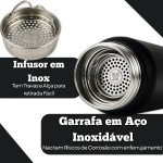 Garrafa Térmica Inox 800ml Com Alça - Parede Dupla Isolada a Vácuo Antivazamento (Preto.) - Imagem 2