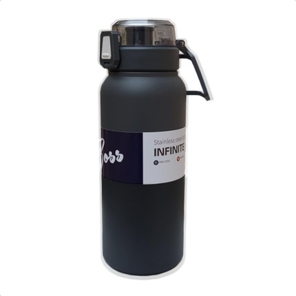 Garrafa Termica Inox A Vacuo 1 Litro Isolada Parede Dupla Antivazamento Emborrachada Qualidade Premium