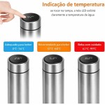 Garrafa Térmica Inteligente em Aço Inoxidável com Display LED de Temperatura 500ml Prata com Infusor de Chá - Imagem 2