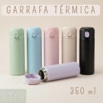 Garrafa Térmica Parede Dupla, 350ml, Inox, Tampa Abre e Fecha Fácil, Conserva Bebidas Geladas por 24h (Creme) - Imagem 2