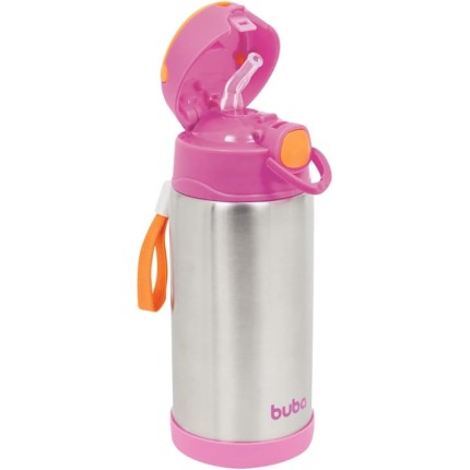Garrafa Térmica Parede Dupla, Buba, Rosa, 400 ml