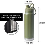 Garrafa Térmica de Aço Inox 800ml - Tampa com Alça - Sistema de Parede Dupla Isolada à Vácuo - Ideal para Academia/Trabalho/Faculdade (Off White) - Imagem 2