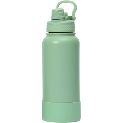 Garrafa Térmica de Água 1 Litro com Alça Garrafinha 2 em 1 com Canudo e Saída Livre em Inox e Sistema Térmico a Vácuo (Verde)