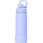 Garrafa Térmica de Água 600ml com Alça Garrafinha 2 em 1 com Canudo e Saída Livre em Inox e Sistema Térmico a Vácuo (Lilás)