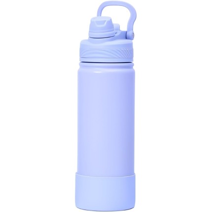 Garrafa Térmica de Água 600ml com Alça Garrafinha 2 em 1 com Canudo e Saída Livre em Inox e Sistema Térmico a Vácuo (Lilás)