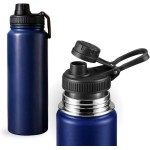 Garrafa de Água Térmica Inox 800ml Esportiva com Alça Parede Dupla Isolada a Vácuo Antivazamento Garrafinha Academia Fitness Corrida Esportes Escritório – Premium (Azul) - Imagem 2