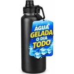 Garrafa de Água Térmica Preta 800ml Esportiva com Alça Parede Dupla Isolada a Vácuo Antivazamento Garrafinha Academia Fitness Corrida Esportes Escritório – Premium