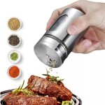 Genérico Combo 3 Portas Condimentos Inox com Visor Luxo para Saleiro Temperos e Especiarias (3 Qtd) - Imagem 2