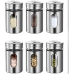 Genérico Combo 6 Portas Condimentos Inox com Visor Luxo para Saleiro Temperos e Especiarias (6 Qtd)