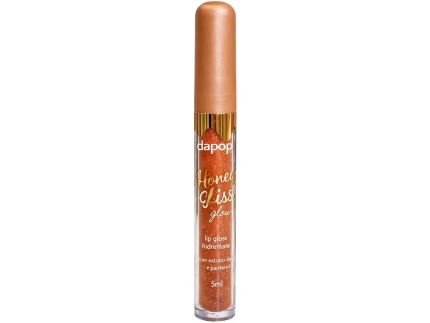 Gloss Labial DAPOP Honey Kiss - Hidratante com Extrato de Mel e Pantenol - Brilho Espelhado, Não Pegajoso, Lip Gloss Confortável