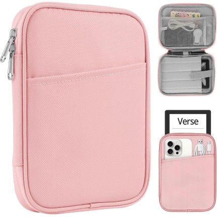 HoYiXi Bolsa universal para Kindle Paperwhite/Colorsoft 2024-2012 de 15,2 cm, 17,3 cm, compatível com Kindle/Kobo/Tolino/Sony, 15,2 cm com capa protetora antiqueda, rosa