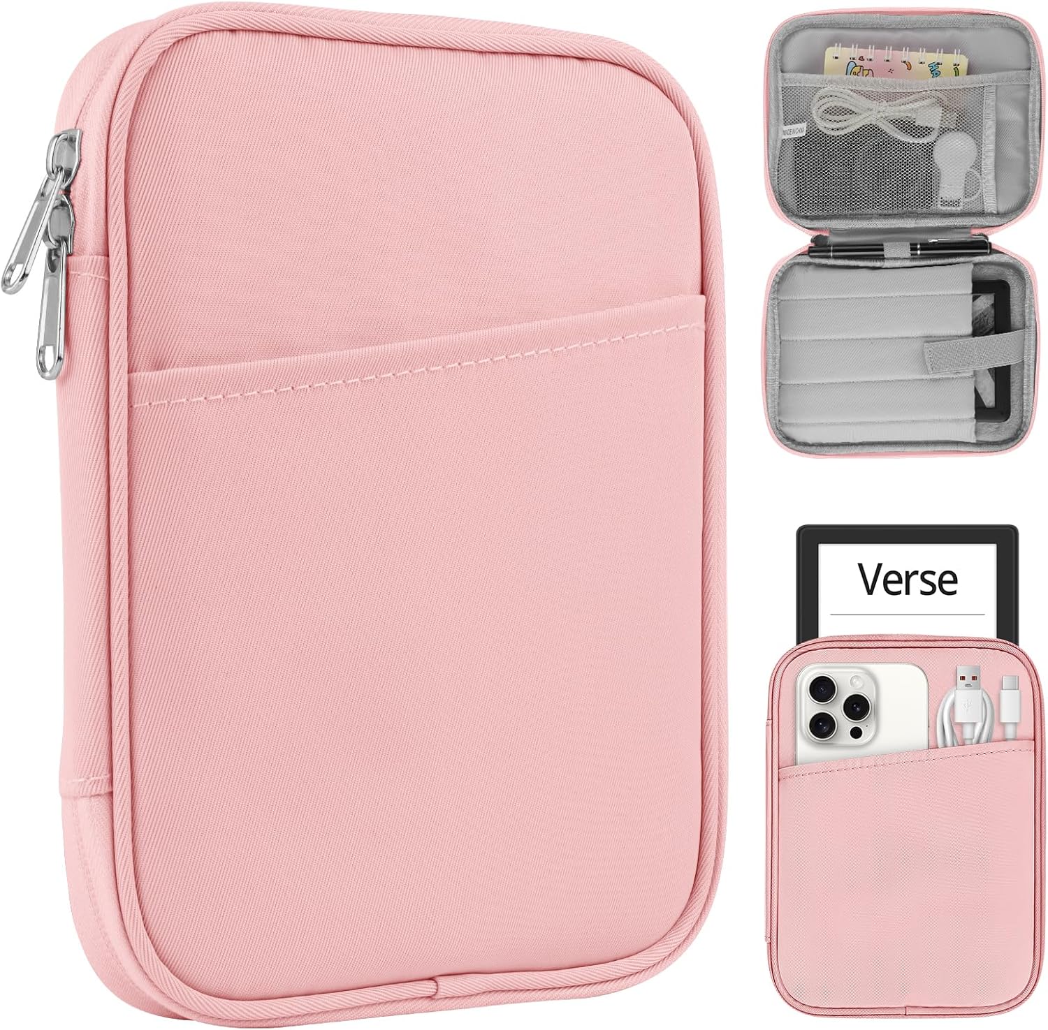 HoYiXi-Bolsa-universal-para-Kindle-PaperwhiteColorsoft-2024-2012-de-152-cm.jpg HoYiXi Bolsa universal para Kindle Paperwhite/Colorsoft 2024-2012 de 15,2 cm, 17,3 cm, compatível com Kindle/Kobo/Tolino/Sony, 15,2 cm com capa protetora antiqueda, rosa