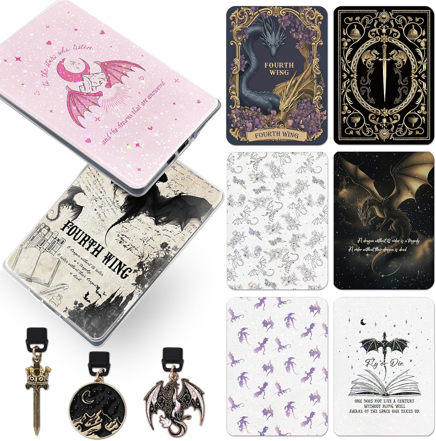 Insercoes-de-cartolina-para-capa-transparente-–-11-pecas-Dragon.jpg Inserções de cartolina para capa transparente – 11 peças Dragon Acotar Moon Back Skin Decalque Card Dust Plug Charms para Kindle Paperwhite 11ª 12ª Geração Acessórios para E-Reader Bookish