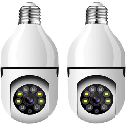 KIT 2 Câmeras de Segurança 2022 Espiã WiFi, 1080P Base E27 com Visão Noturna Infravermelha intercomunicador bidirecional, Câmera Vigilância com Função de Rastreamento Automático - BELLA NET