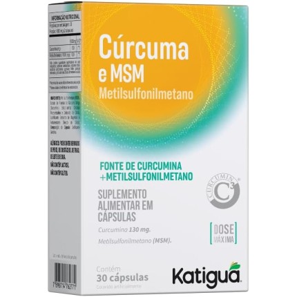 Katiguá, Cúrcuma + MSM Dose máxima, Sem sabor, 60 Cápsulas rígida • 30 doses, Cinza