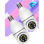 Kit 2 Câmera Segurança Wifi 360 Lâmpada Prova Dágua Giratória Visão Noturna Infravermelho - Camera de Vigilância