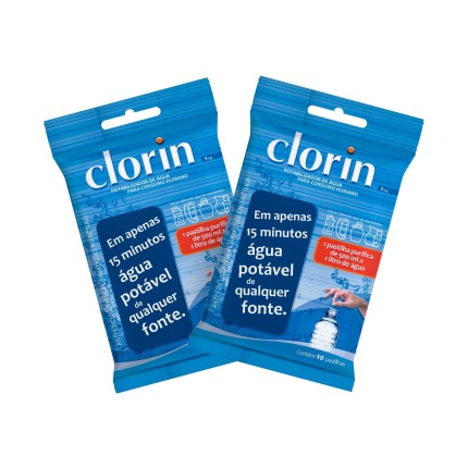 Kit 20 Pastilhas Purificadoras de Água Eliminado Germes e Bactérias Ideal p/Viagens, Corridas e Trilhas - Clorin 1