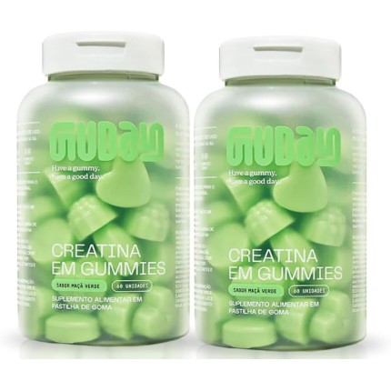 Kit 2un Guday Creatina Em Gummies Sabor Maçã Verde 60 Gomas Cada Pote