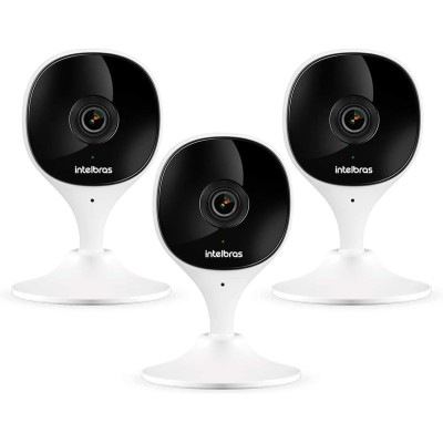 Kit 3 Câmeras Wi-Fi com Aúdio e Inteligência Artificial iMx C Intelbras Visão Superwide Branca