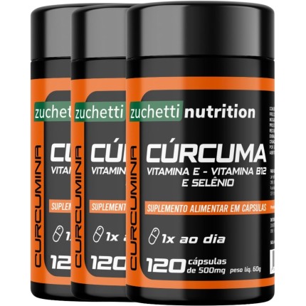 Kit 3 potes Curcuma em Capsulas 500mg Curcumina Longa 500mg Pura
