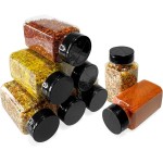 Kit 8 Pote Tempero e Condimentos 220ml Tampa Dosadora Dupla para Temperos e Especiarias de Plástico