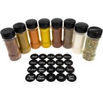 Kit 8 Potes de Tempero Condimento com Tampa Dosadora de Plástico + Etiquetas