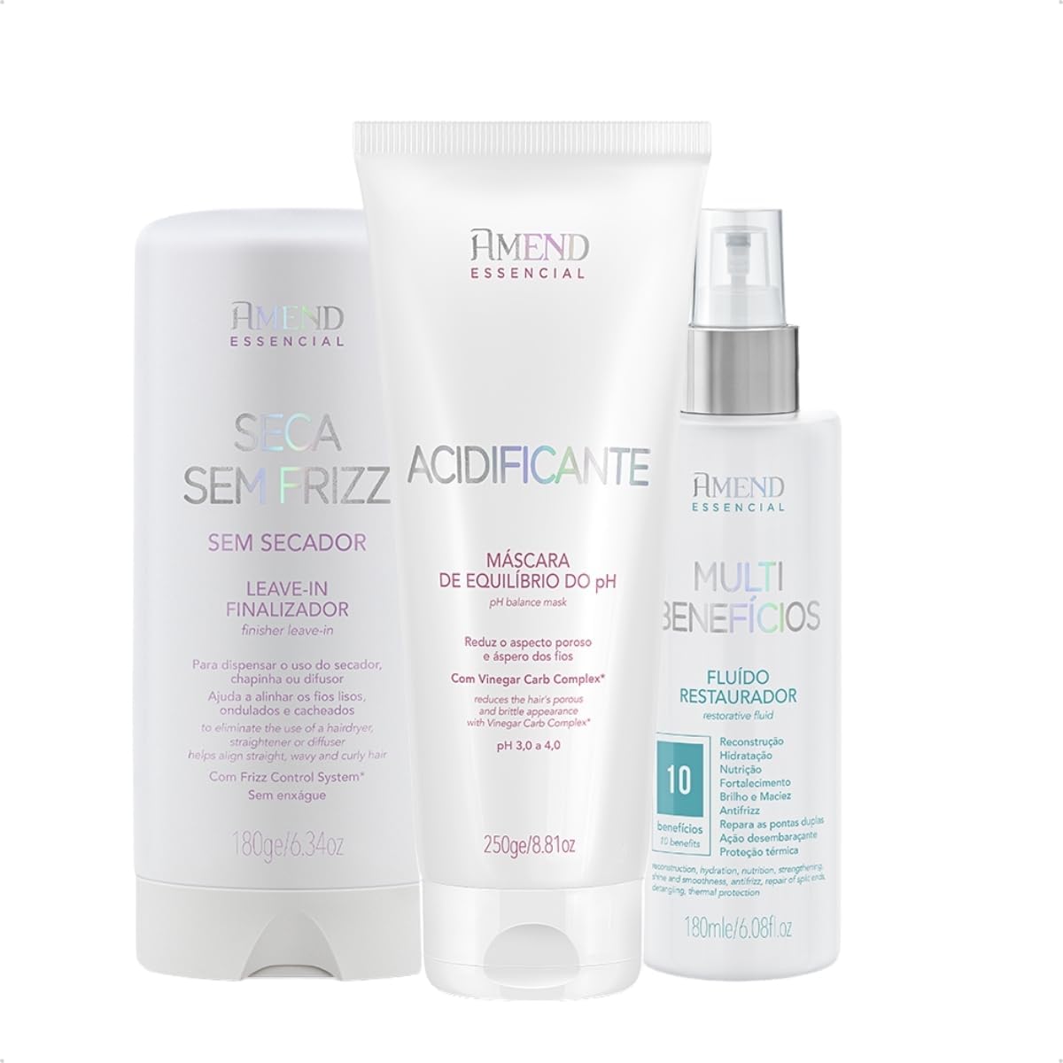 Kit-Amend-Essencial-para-Cabelos-Danificados-Acidificante-Mascara-de-Equilibrio.jpg Kit Amend Essencial para Cabelos Danificados: Acidificante Máscara de Equilíbrio do pH + Fluído Restaurador Multibenefícios + Seca Sem Frizz