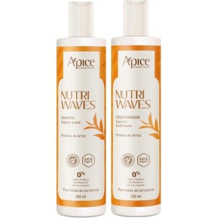 Kit Apse Apice Nutri Waves Shampoo E Condicionador Acidificante Capilar Curvaturas Vegano 300ml
