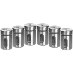 Kit Com 6 Porta Tempero Condimentos Potes De Vidro Inox