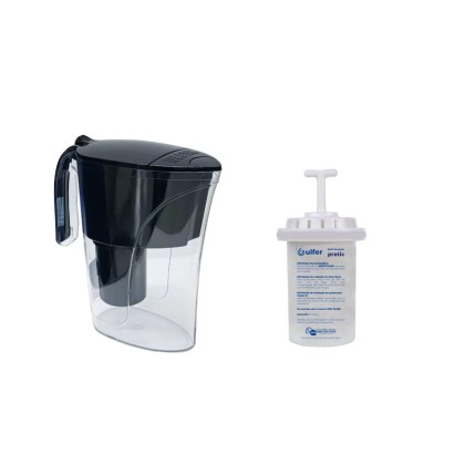 Kit Jarra Purificadora água filtro preta 1,5 Litros Inmetro Vela