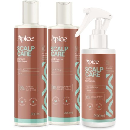 Kit Shampoo Condicionador E Tonico Condicionante Scalp Care Apice Estimulante Capilar Vegano 300ml