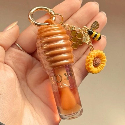 LIP HONEY GLOSS COM AROMA DE MEL CHAVEIRO GIRASSOL E ABELHA GLOSS CHAVEIRO INFLUENCER TENDÊNCIA HIDRATANTE