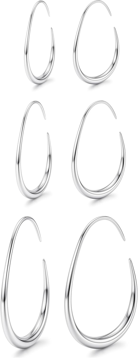 LOLIAS-3-pares-de-brincos-de-argola-em-forma-de.jpg LOLIAS 3 pares de brincos de argola em forma de gota para mulheres, moderno, banhado a ouro 14 K, brincos ovais de aço inoxidável, hipoalergênicos, leves, grandes, joias femininas