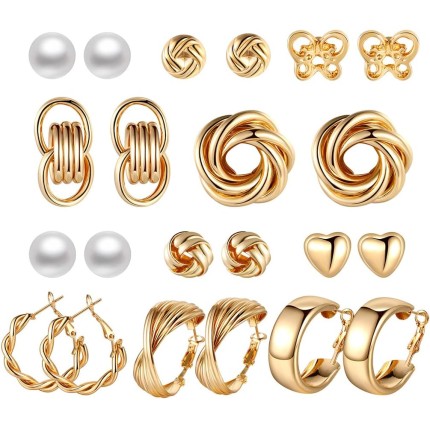 LOMISS 11 PARES BRINCOS FEMININOS KIT BRINCO METAL