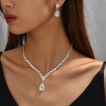 LOMISS Conjunto de colar e brincos com pingente oval colar e brincos de metal moda feminino
