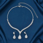 LOMISS Conjunto de colar e brincos com pingente oval colar e brincos de metal moda feminino - Imagem 2