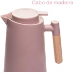 LYOR - Garrafa Térmica de Plástico com Cabo de Madeira Escandinávia Nude 1L - Mantém Bebida Quente ou Fria de 08-12 Horas - Imagem 2