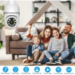 Lâmpada com câmera WiFi para ambientes externos, câmera de vigilância doméstica 1080p E27, panorâmica de 360 graus, sem fio, áudio bidirecional, visão noturna, detecção de movimento - Imagem 2