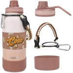 MODUS 950mL Garrafa de Água Térmica Esportiva Inox Isolada a Vácuo com Base Emborrachada Anti Derrapante (Gradiente Branco a Cinza) - Imagem 2