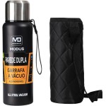 MODUS Garrafa Térmica De Aço Inoxidável Isolada A Vácuo Com Copo Portátil E Bolsa (Preto 1000ML)