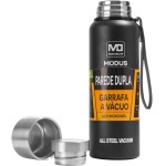MODUS Garrafa Térmica De Aço Inoxidável Isolada A Vácuo Com Copo Portátil E Bolsa (Preto 1000ML) - Imagem 2