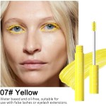 Maquiagem para os olhos, conjunto de rímel colorido para cílios, rímel colorido à prova d'água para cílios de longa duração, charmoso, volumoso para mulheres, maquiagem dos olhos (1 peça 07#Amarelo, F - Imagem 2