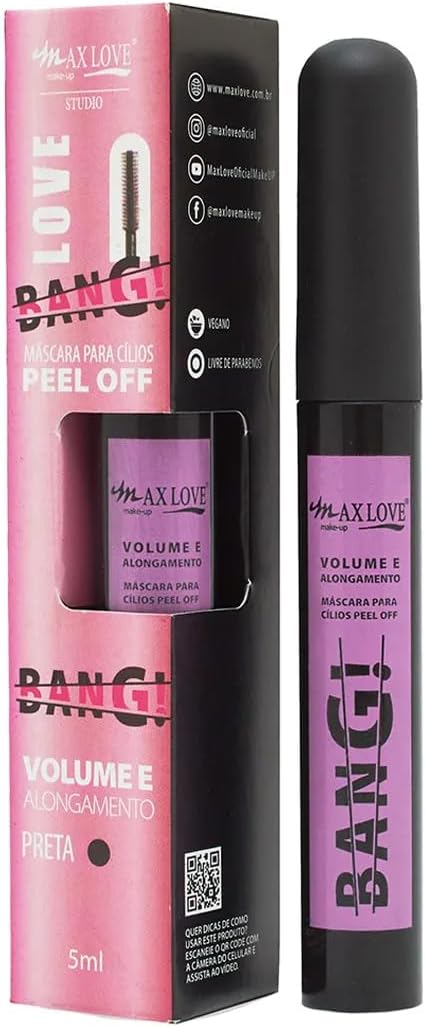 Mascara-de-Cilios-Max-Love-Peel-Off-Bang-Cor-21.jpg Máscara de Cílios Max Love Peel Off Bang Cor 21 - Rímel de Fácil Remoção, Volume e Alongamento, Longa Duração, 5g