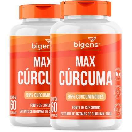 Max Cúrcuma, 95% Curcuminóides, Curcumina, Biogens, Kit 2 x 60 Cápsulas