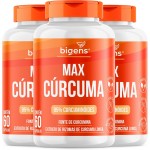 Max Cúrcuma, 95% Curcuminóides, Curcumina, Biogens, Kit 3 x 60 Cápsulas